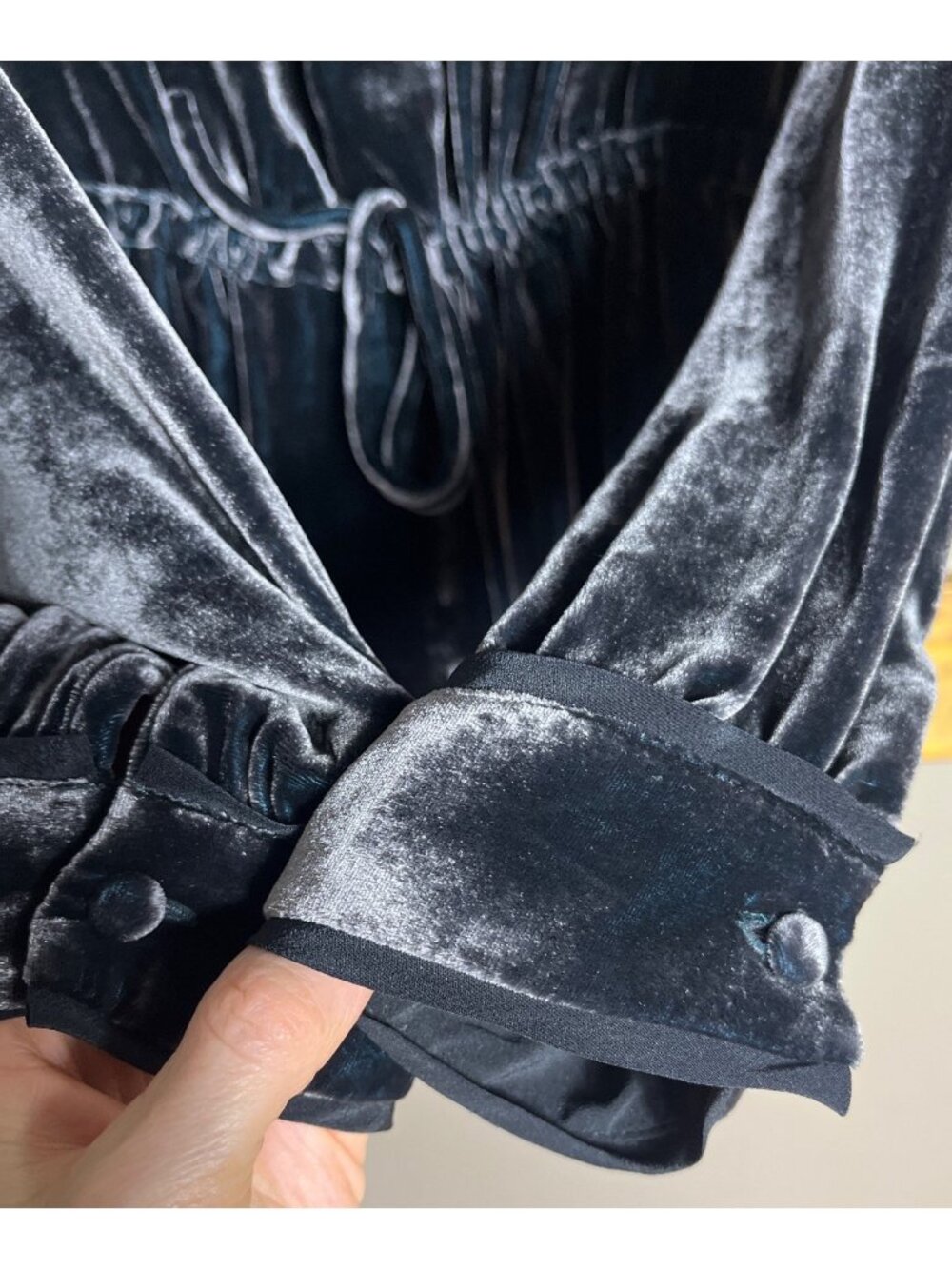 Whimsigoth Dark Feminine Top Witchy Silk Velvet Margret Oleary Luxury Layer Wm M - Picture 4 of 11